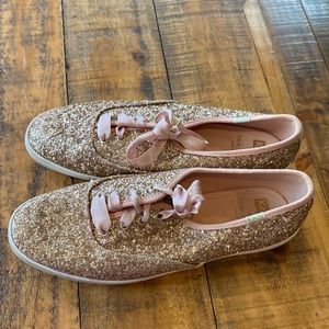 Excellent condition size 8 rose gold glitter Kate Spade Keds